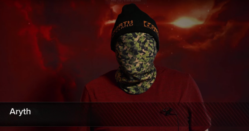 Aryth, wearing a mask while on camera. Image courtesy Aryth.